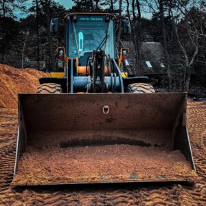 Excavator on dirt